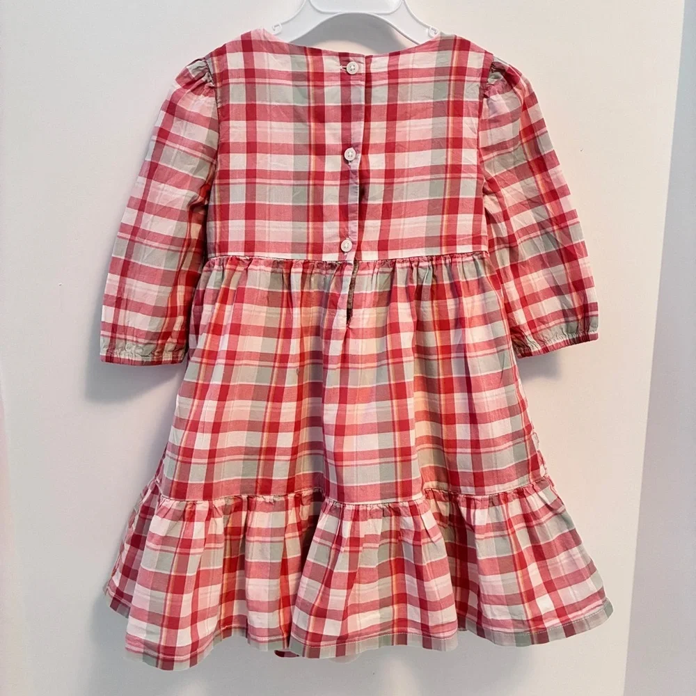 OshKosh B'gosh Toddler Girl’s Plaid Long Sleeve Dress Red/ Cream Size 3T